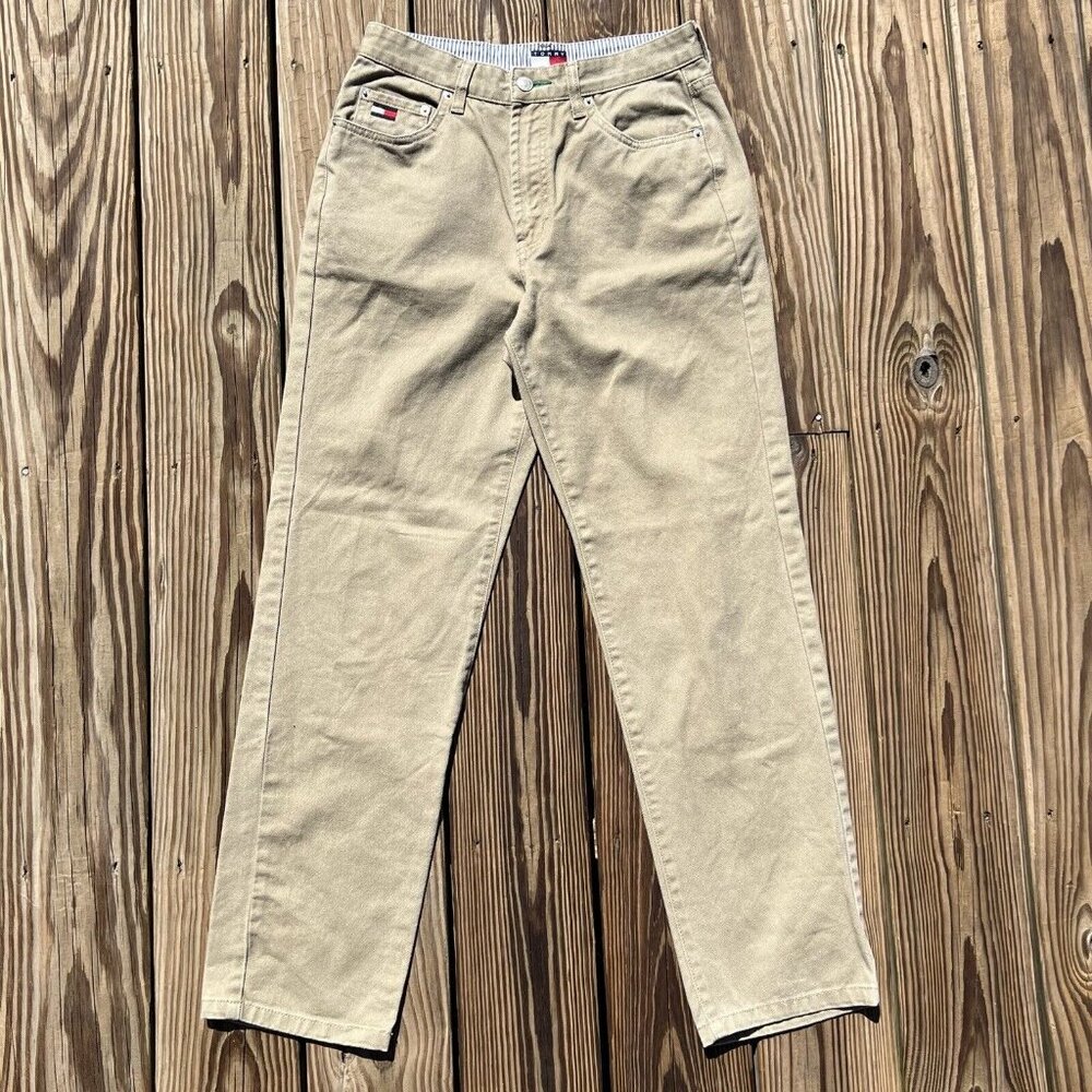 Tommy Hilfiger Straight Leg Tommy Jeans Spell Out Logo Tan Womens Size 8